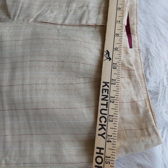 Merona Women's Tan Stripes Linen Straight Leg Pants Size: 6 - Picture 4 of 7